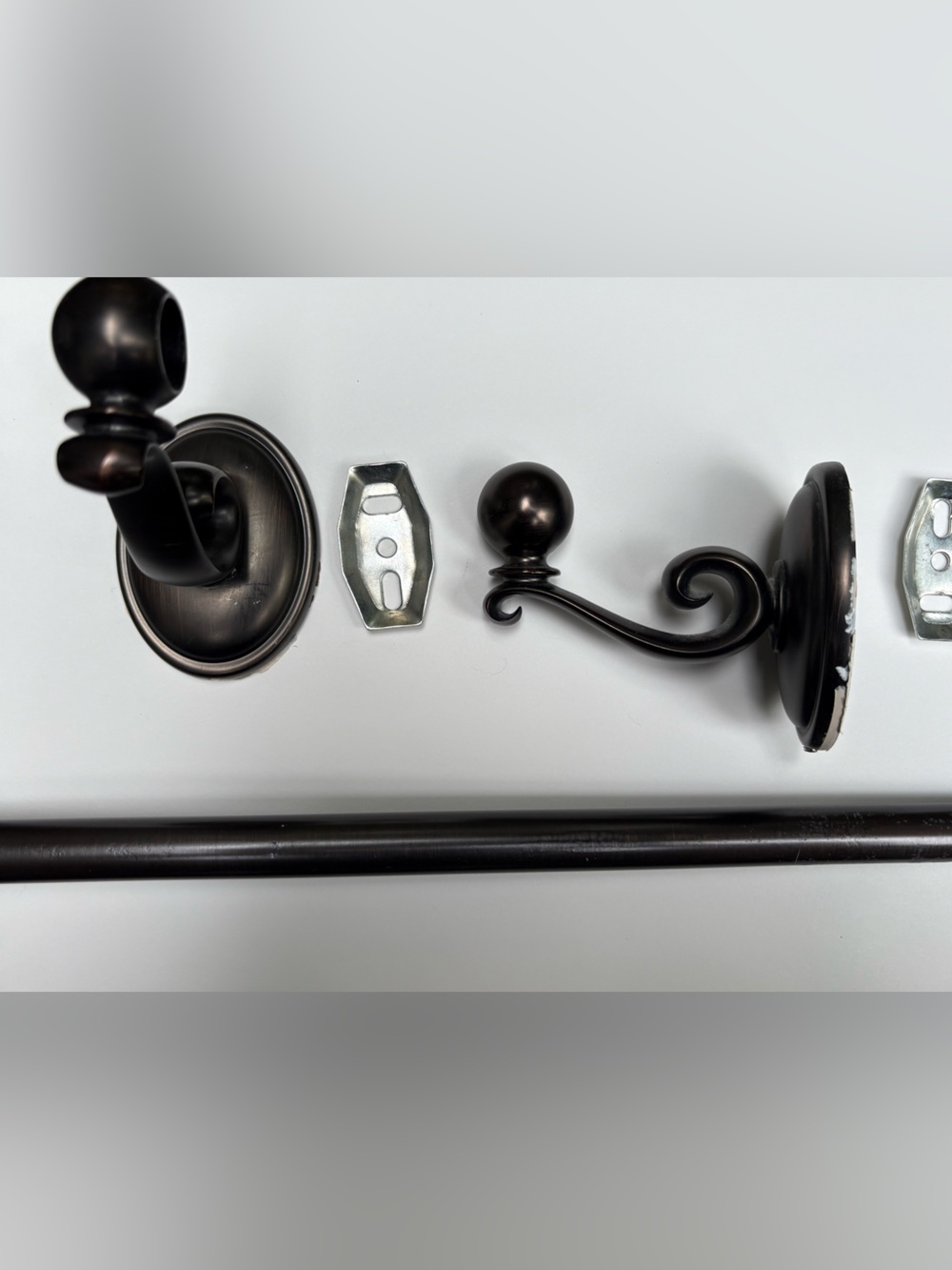 Decorative Oil-Rubbed Bronze towel bars and hook, hardware included